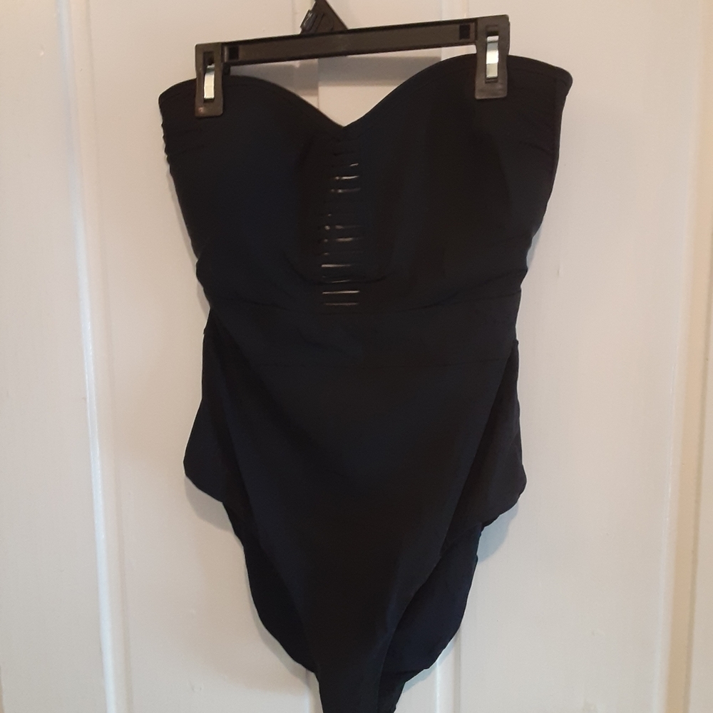 Black one piece bathing suit